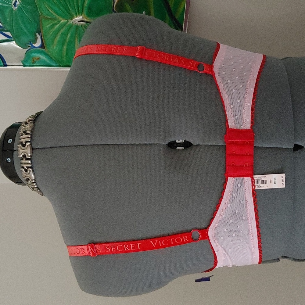 Victoria's Secret Pink and Red Embroidered Bra 38D - Picture 4 of 5